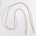Elegant white faux pearl and gold metal chain crossbody strap with lobster clasps - Double Chain Crossbody Gold / 120cm