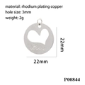 Vue détaillée du pendentif cœur de 22mm en cuivre rhodié avec gravure Love - Argent Cœur Love (22mm)