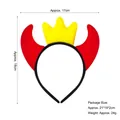 Red devil horn headband with gold crown for Halloween party costume, size 17x18cm - Crown Black & Red Ox Horns