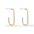 Close-up of golden geometric U-shaped stainless steel earrings with 18K gold finish - 2.0 Geometric U-shaped Rectangular Style (MS-075/Gold)