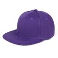 Close-up of a purple flat brim baseball cap showing breathable eyelets and twill fabric - Purple