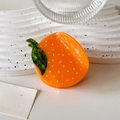 Orange fruit shaped acetate hair claw clip with glossy finish and green leaf detail - Tangerine Shape - 7.4cm