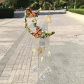 Detail of moon-shaped wind chime with orange butterflies and yellow crystal stones - Gold Green Leaf - Citrine