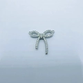 Silver bow pendant with micro-pave zircons and double connector rings for DIY jewelry - Bowknot Connector-KZTP0062