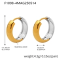 Polished two-tone stainless steel hoop earrings in gold and silver finish - Two-tone (F1098-4)