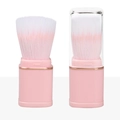 Tragbarer rosa ausziehbarer Make-up-Pinsel mit Schutzkappe für Puder und Rouge - Quadratischer Einlkopf Teleskop Pinsel + OPP Beutel / Spinnenseidenrosa (Tüpfelpinsel)
