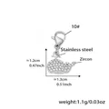Pendente balena in acciaio inossidabile con zircone bianco e chiusura a moschettone - Ciondolo Balena Zirconia Colore Acciaio