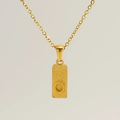 Gold stainless steel square pendant necklace featuring letter O with a frosted finish - Letter O