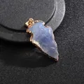 Arrowhead shape light blue crystal pendant with golden plated metal edges - Gold Edge Opal Arrowhead (21*45mm) - Pendant Only