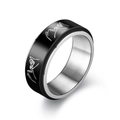 Black and silver rotatable spinner ring for men with engraved pinky promise design - Pinky Promise Style