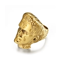 3D Frankenstein monster head ring in 18K gold plated stainless steel hip hop style - Size 9 / Gold