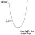 Polished silver stainless steel chain detail with LX00013 model measurement labels - Silver Fine Necklace (LX00013)
