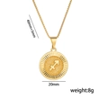 Collier avec pendentif signe du zodiaque Sagittaire doré en acier titane pour femme - Sagittaire