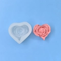 Herzförmige Silikon-Rosenform für DIY-Seifen und Kerzen in Rosa-Ausführung - Klein / Weiß