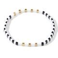 Handmade black white and gold Tila bead bracelet with enamel finish in minimalist style - Black White Gold Minimalist A