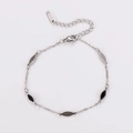 Pulsera de acero inoxidable plateado con colgantes marquise negros y extensión - Color Acero