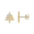 Christmas tree shaped S925 sterling silver earrings with 18k gold plating and crystals - Christmas Tree Style (E15303)