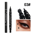 Dual-ended liquid eyeliner with floral stamp and fine tip in black shade 03# - 3# Plum Blossom Stamp
