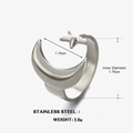 Silver stainless steel moon and star ring with 1.75cm diameter and 2.8g weight - Star & Moon / Steel