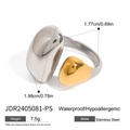 Polished two-tone gold and silver irregular chunky stainless steel open ring for women - Bicolor Irregular Chunky Band (JDR2405081-PS)