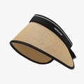 Visiera parasole pieghevole in paglia beige e nera con logo Menghlandi - Cachi