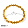 Bracelet en acier titane doré avec billes de 5,9 mm et circonférence de 15 cm - SL60G6 (Perle 5,9 mm) / Doré