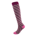 Knee-high compression socks featuring purple, pink and lime green geometric patterns - Pink Stripe