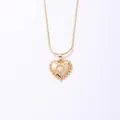 Golden heart pendant necklace with crystal letter O and beaded edge on snake chain - Letter O