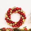 Christmas wreath with red and gold baubles in glossy, matte, and glitter finishes - 35CM Christmas Ball Wreath - Gold & Red