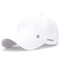 White quick-dry mesh running cap with breathable eyelets and grey S logo detail - Adjustable / White