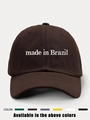 Detail view of cotton baseball cap with Made in Brazil embroidery and six color options - Adjustable / Coffee