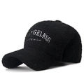 Schwarze Winter-Baseballkappe aus dickem Teddy-Fleece mit weißem GELESS-Stickerei - Verstellbar / Schwarz