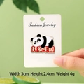 Cute panda enamel pin with red I Love China text on white card and green background - I Love China Panda