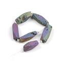 Octagonal geode agate beads with iridescent purple and gold finish in a columnar shape - Octagonal 8-12*30-35mm (6 Pcs) / Electroplated Rainbow
