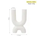 Minimalist white ceramic U-shaped candle holder with matte finish and 17cm height dimensions - Unfinished White - 2 Heads