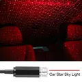 USB car star ambient light with red laser projection and flexible black aluminum hose - [Red] Ultra-Bright - Metal Shell