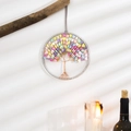 Silver Tree of Life wall hanging with macaron-colored heart beads and silver wire - Candy Tree (Trunk)