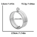 Detailed dimensions of silver stainless steel round glass locket pendant with weight specs - Inner Diameter 25mm - Cavity Thickness 10mm / Steel