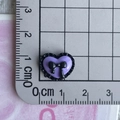 Detailed close-up of a 1.2cm purple heart resin accessory with black bow and ruffle details - 09*Black Purple Lace Bow Heart Mini