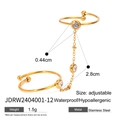 Goldenes Edelstahl-Fingerring-Armband mit verstellbarer Größe und wasserfestem Design - Goldenes Herz Kettenring (JDRW2404001-12)