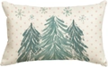 Minimalist beige linen Christmas pillow cover with green trees and pink polka dots pattern - Style N (Single-sided)
