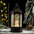 30cm vintage bronze Christmas lantern with snowman and glowing snow scene decor - Large Hexagon 3 Snowmen