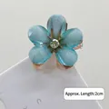 Mini molletta per capelli a fiore blu con strass centrale e dettaglio 2cm - 1# Blu