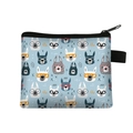Polyester kids coin purse featuring blue cartoon alpaca prints with black zipper and loop - Light Blue Glasses Alpaca Full Print