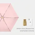 Portable sakura pink mini pocket umbrella with UPF50+ protection and ultra-compact design - 14CM 6-Fold Gold Frame / Light Pink