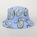 Light blue canvas bucket hat with avocado print shown centered on a neutral background - M (56-58cm) / Lavender