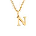 Collar de acero inoxidable dorado con un colgante minimalista con la letra N mayúscula - Letra N (Oro Rosa)