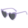 Chic heart-shaped sunglasses in light purple with dark lenses for fashion parties - Purple Frame Grey Lens