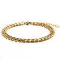 Poliertes 18K vergoldetes Edelstahl-Cuban-Armband mit verstellbarem Verschluss - Gold 7 mm Breit 18+5 cm Lang