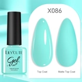 LILY'CUTE Gel Polish X086 in turquoise showing glossy and matte top coat effects - Cyan (86)